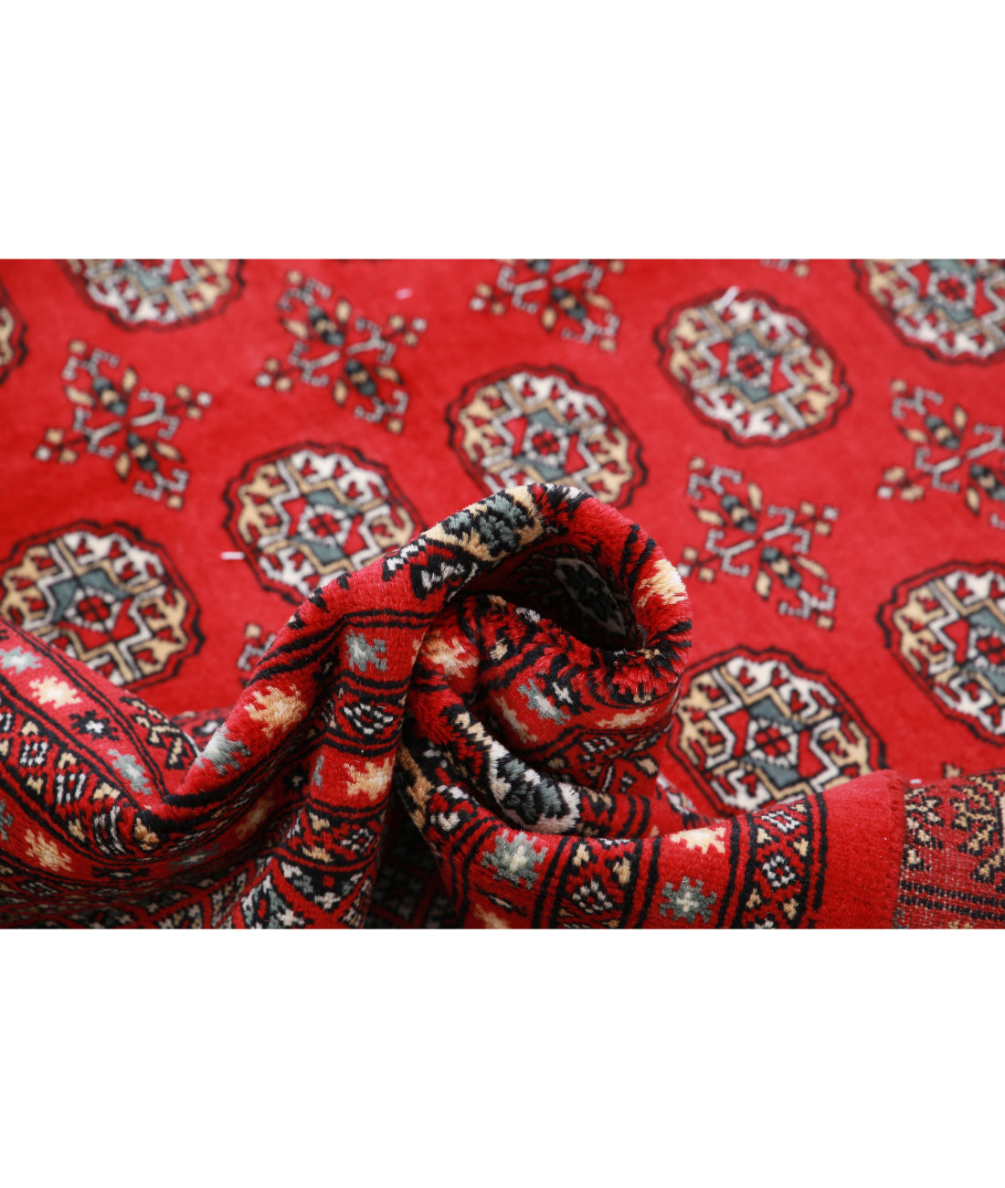 Hand Knotted Tribal Bokhara Wool Rug - 8'1'' x 10'1'' 8'1'' x 10'1'' (243 X 303) / Red / Blue