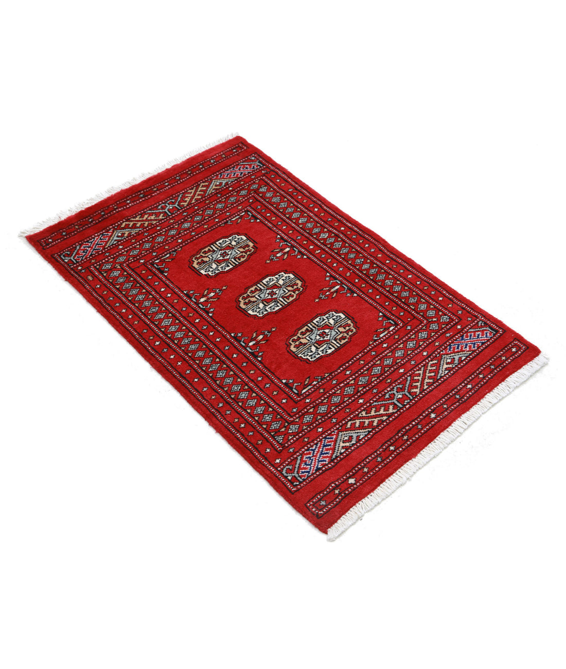 Hand Knotted Tribal Bokhara Wool Rug - 2'0'' x 3'2'' 2'0'' x 3'2'' (60 X 95) / Red / Red