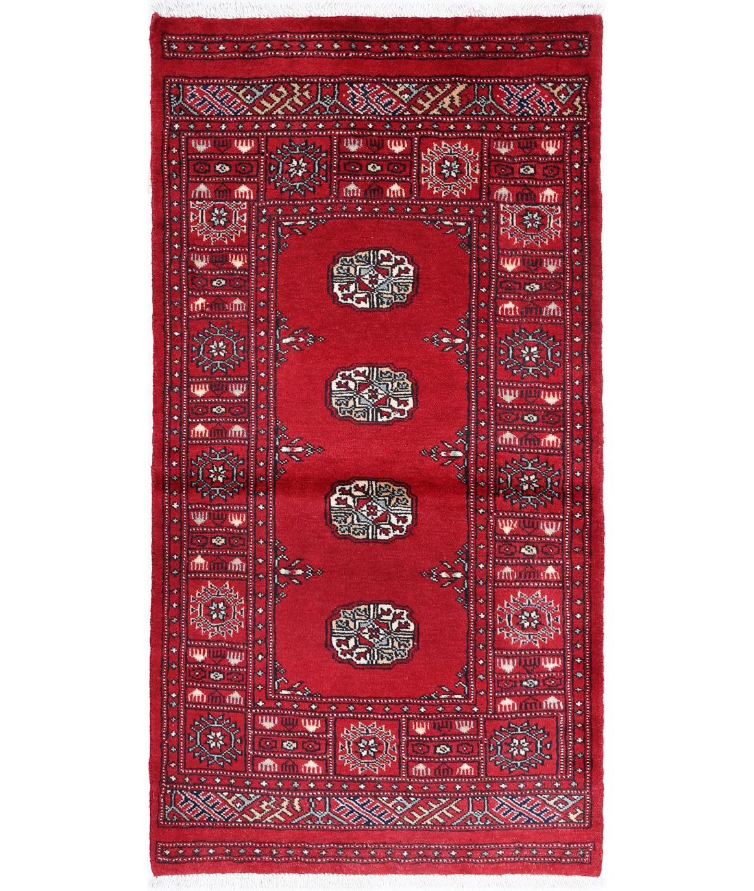 Hand Knotted Tribal Bokhara Wool Rug - 2&#39;6&#39;&#39; x 4&#39;10&#39;&#39; 2&#39;6&#39;&#39; x 4&#39;10&#39;&#39; (75 X 145) / Red / Red