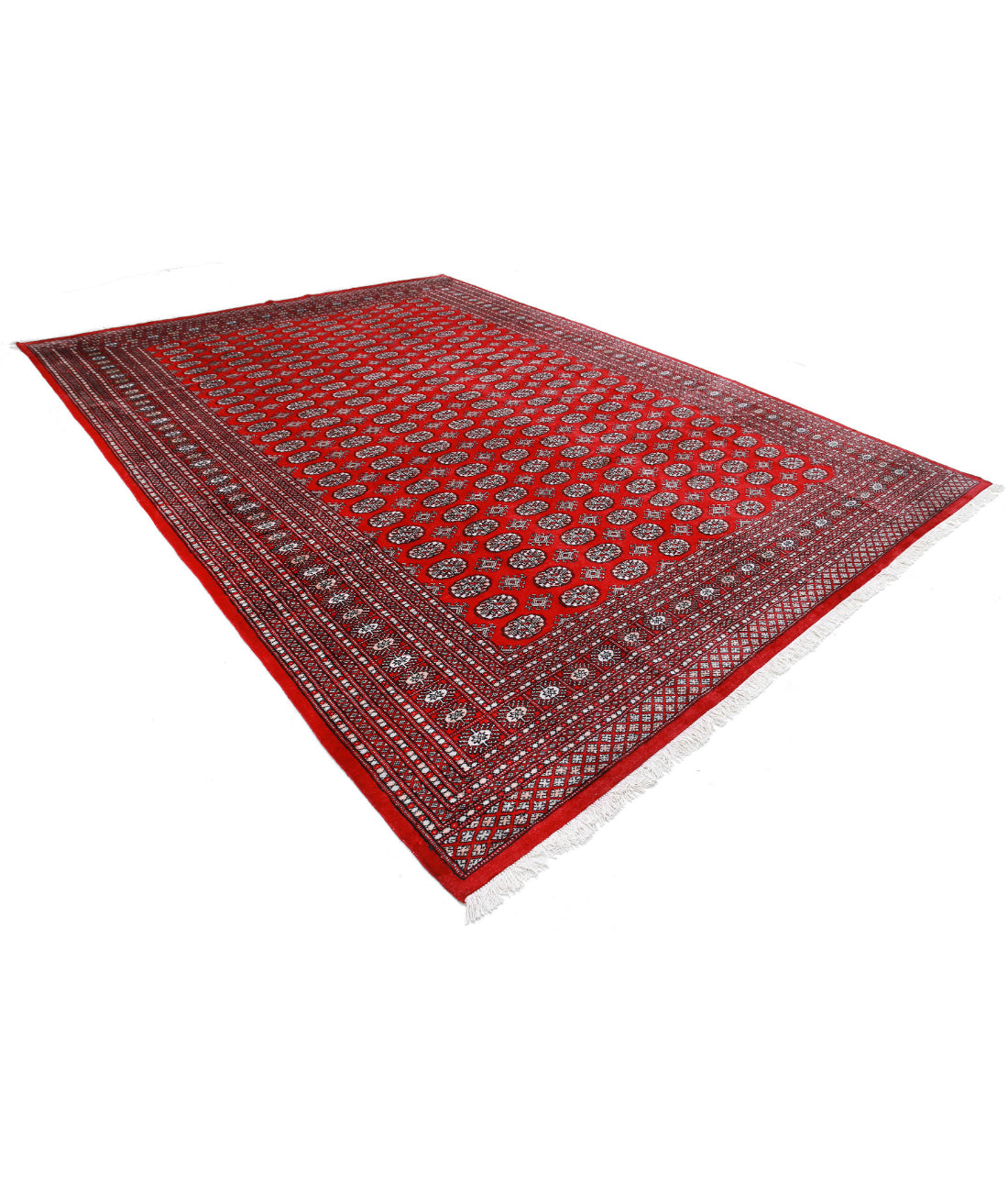 Hand Knotted Tribal Bokhara Wool Rug - 9'11'' x 13'8'' 9'11'' x 13'8'' (298 X 410) / Red / Taupe