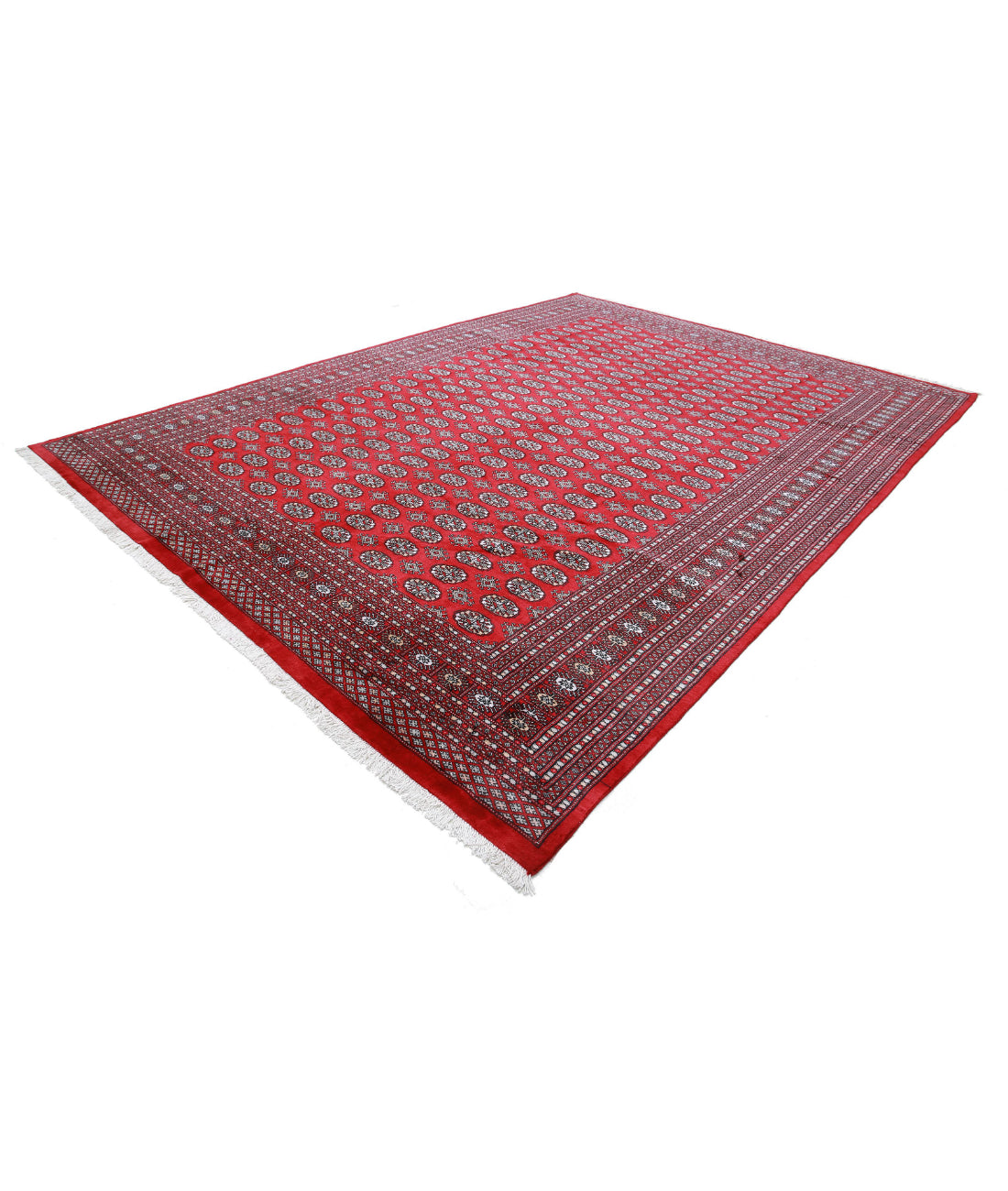 Hand Knotted Tribal Bokhara Wool Rug - 9'11'' x 13'8'' 9'11'' x 13'8'' (298 X 410) / Red / Taupe