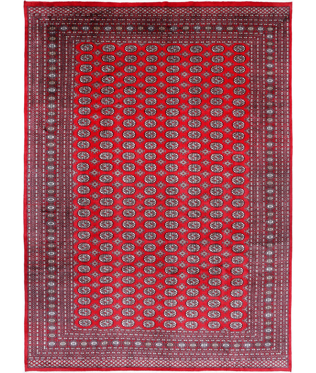 Hand Knotted Tribal Bokhara Wool Rug - 9&#39;11&#39;&#39; x 13&#39;8&#39;&#39; 9&#39;11&#39;&#39; x 13&#39;8&#39;&#39; (298 X 410) / Red / Taupe