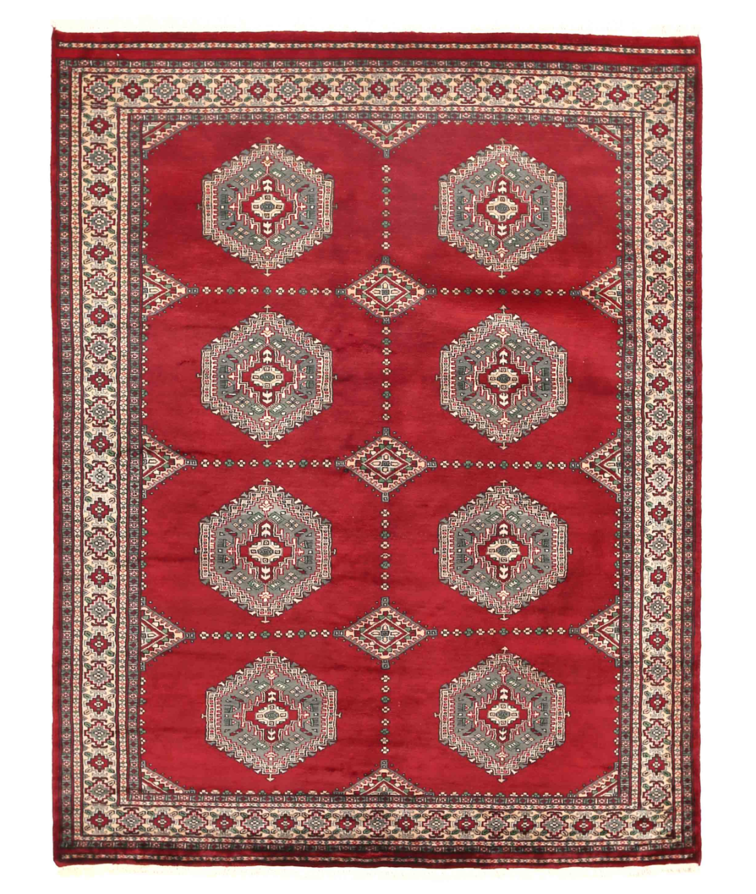 Hand Knotted Bokhara Wool Rug  - 5&#39; 7&quot; X 7&#39; 4&quot;
