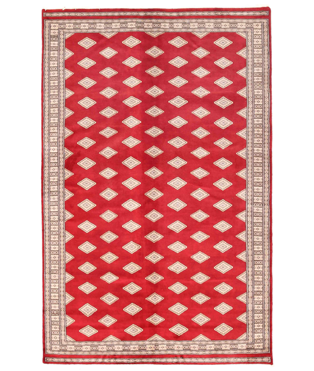 Hand Knotted Bokhara Wool Rug 5' 6" X 8' 7" 5' 6" X 8' 7" (168 X 262) / Burgundy / Beige
