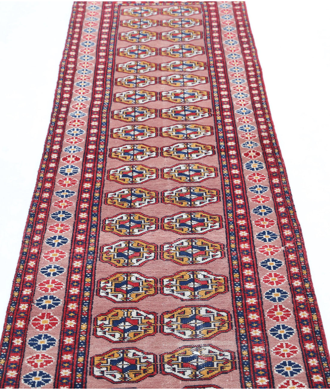Hand Knotted Tribal Bokhara Wool Rug - 2'4'' x 9'11'' 2'4'' x 9'11'' (70 X 298) / Peach / Red