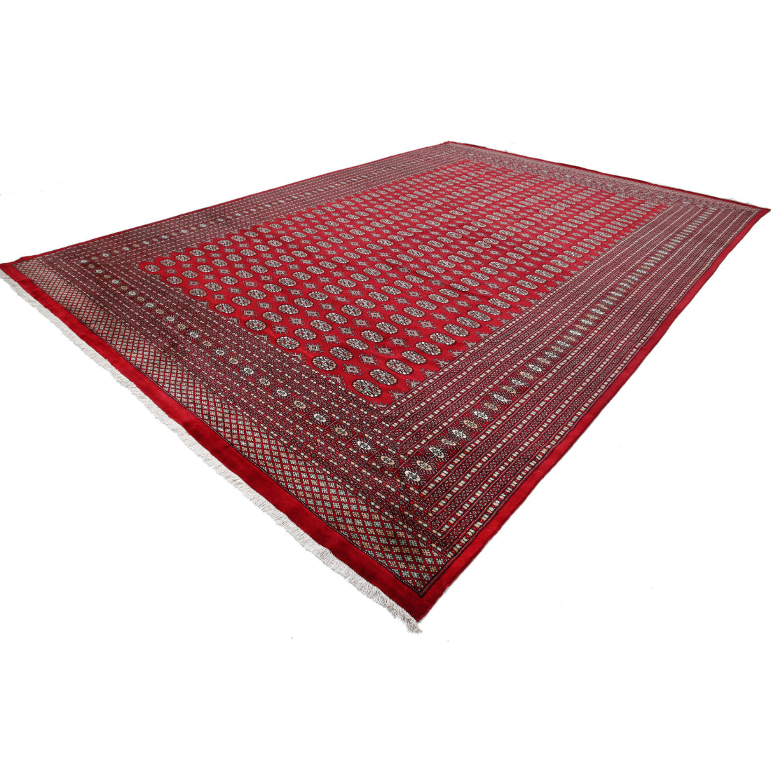 Alfombra tribal de lana Bokhara anudada a mano - 12'3'' x 17'6''