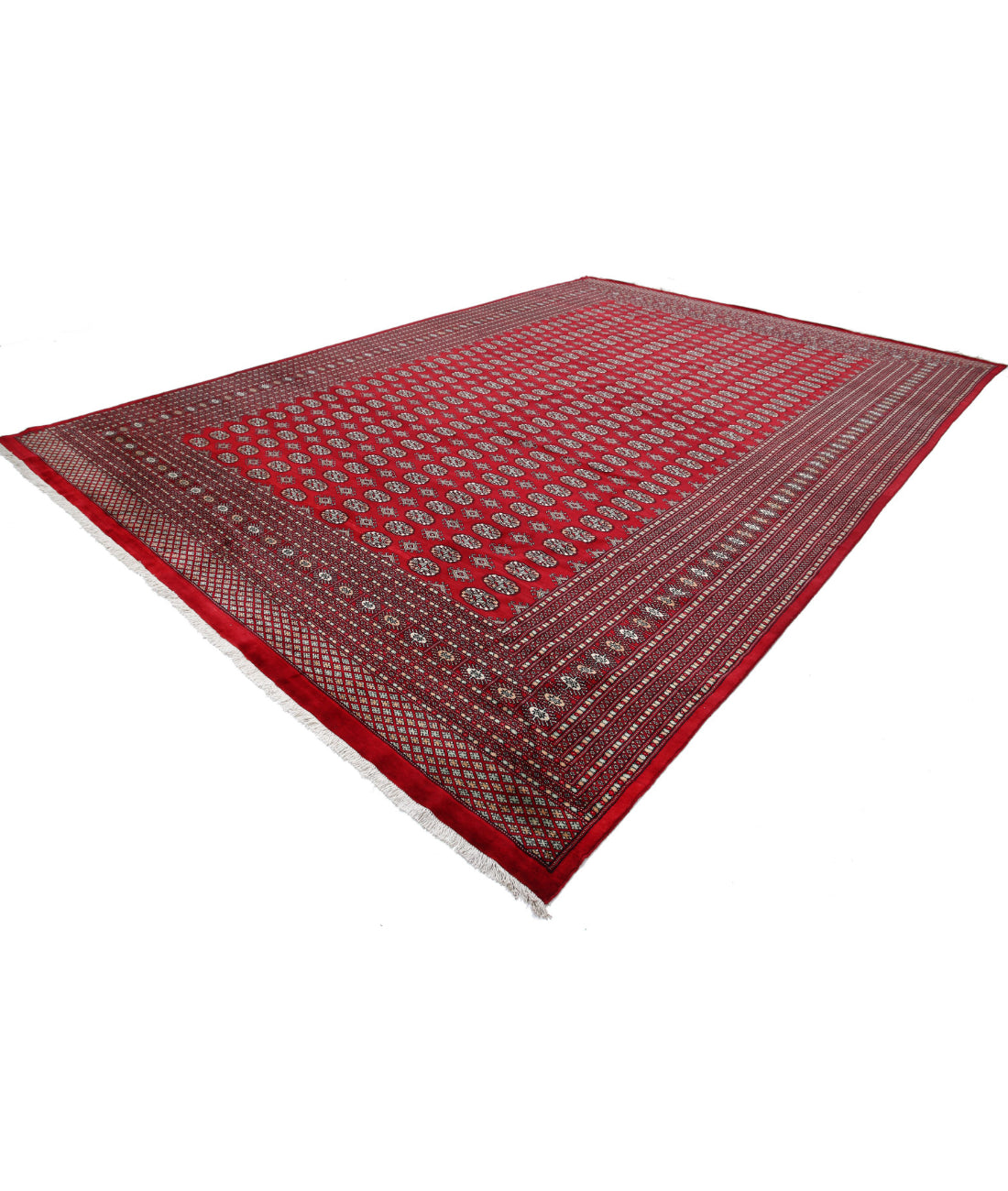 Alfombra tribal de lana Bokhara anudada a mano - 12'3'' x 17'6''