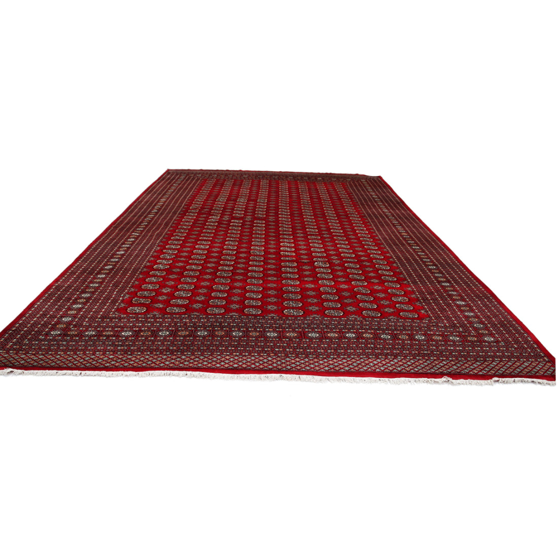 Alfombra tribal de lana Bokhara anudada a mano - 12'3'' x 17'6''