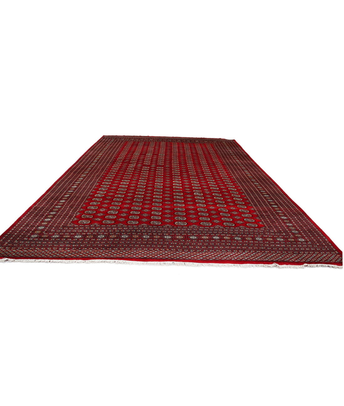 Alfombra tribal de lana Bokhara anudada a mano - 12'3'' x 17'6''
