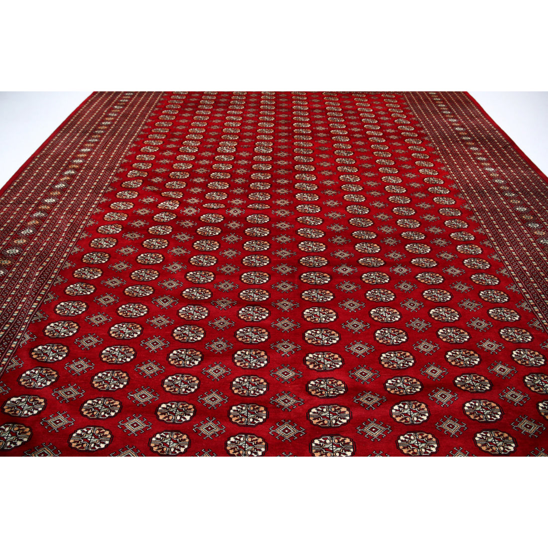 Alfombra tribal de lana Bokhara anudada a mano - 12'3'' x 17'6''