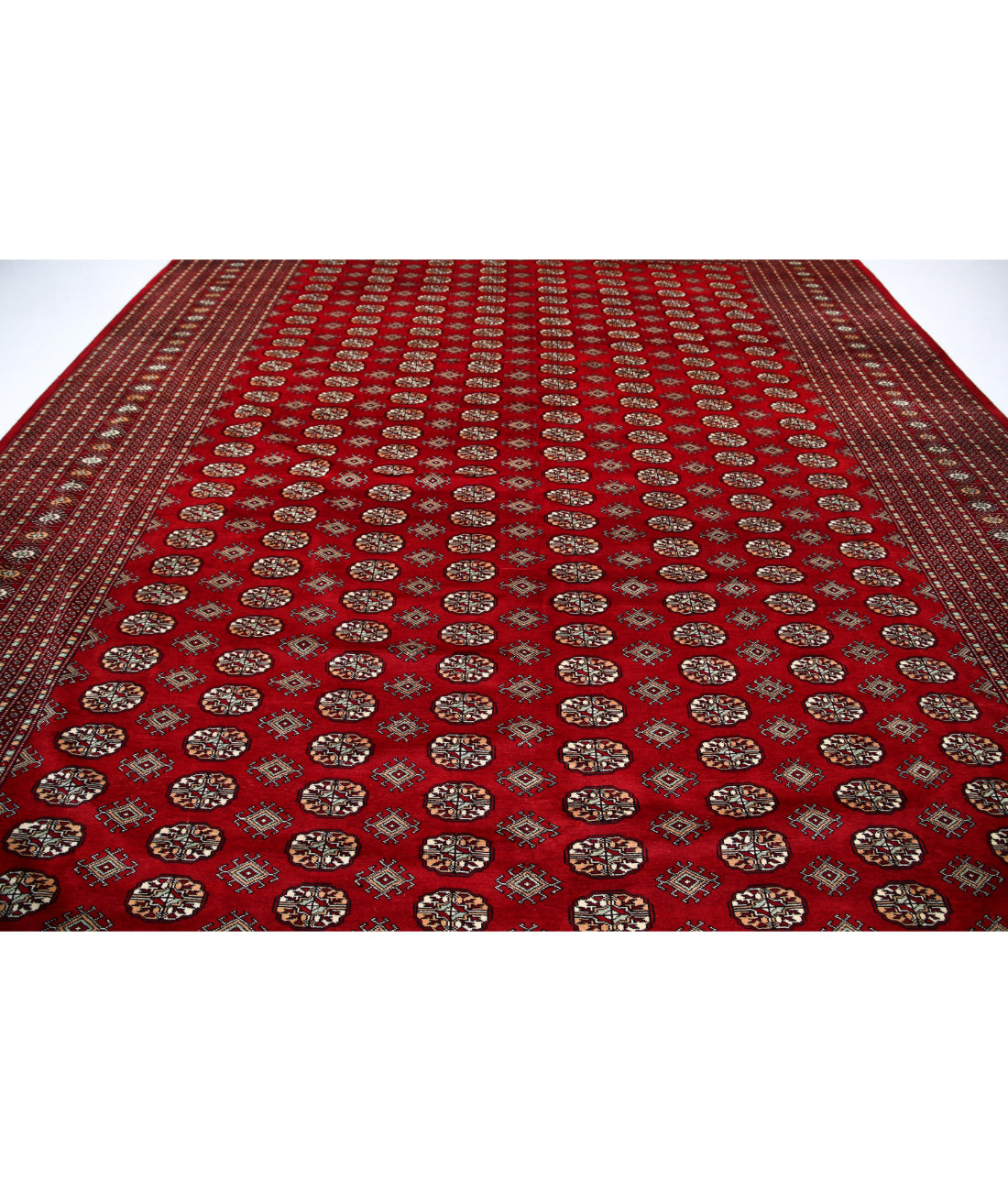 Alfombra tribal de lana Bokhara anudada a mano - 12'3'' x 17'6''