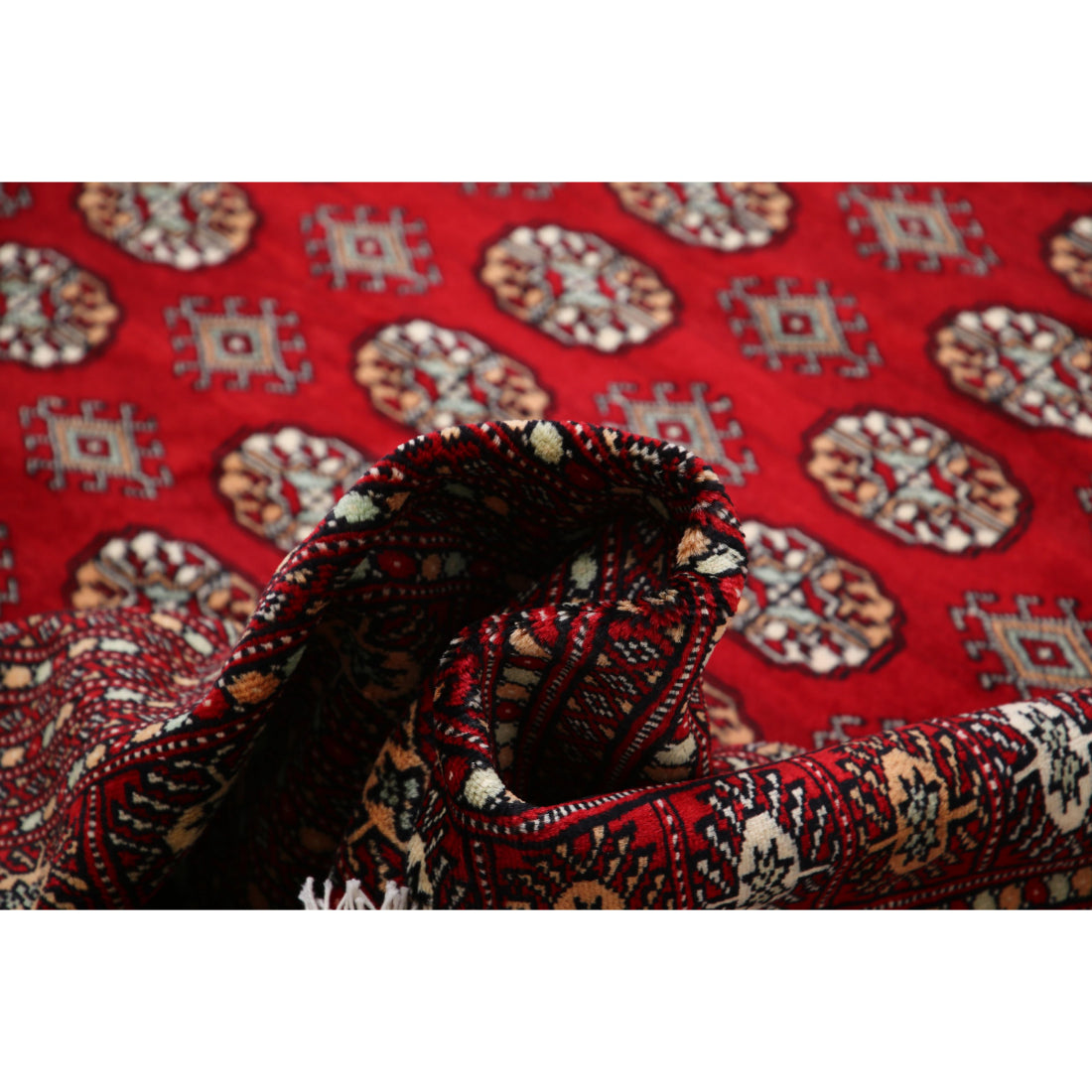 Alfombra tribal de lana Bokhara anudada a mano - 12'3'' x 17'6''