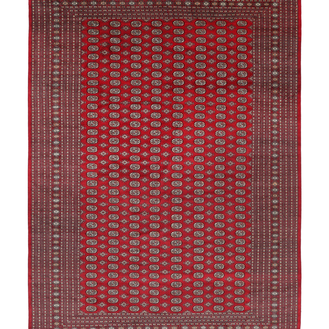 Alfombra tribal de lana Bokhara anudada a mano - 12'3'' x 17'6''