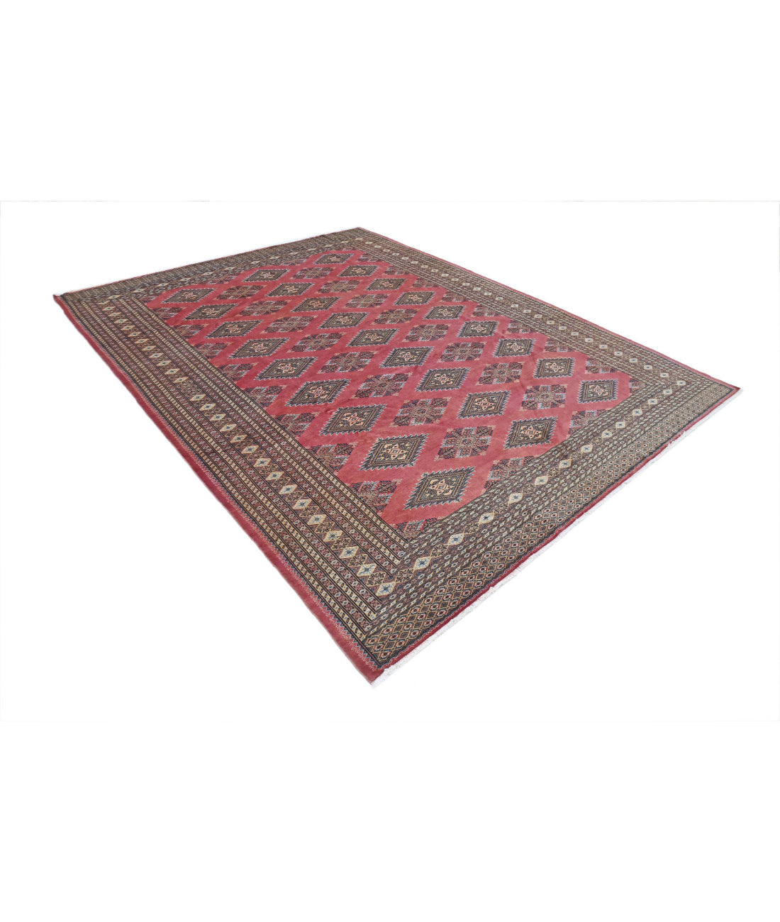 Hand Knotted Tribal Bokhara Wool Rug - 8'1'' x 10'4'' 8'1'' x 10'4'' (243 X 310) / Pink / Ivory