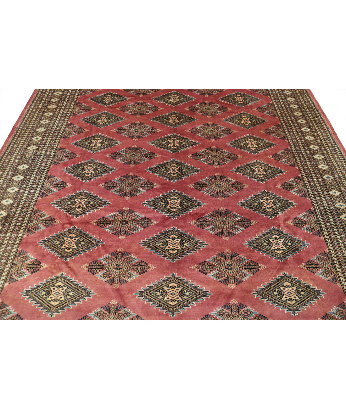 Hand Knotted Tribal Bokhara Wool Rug - 8'1'' x 10'4'' 8'1'' x 10'4'' (243 X 310) / Pink / Ivory