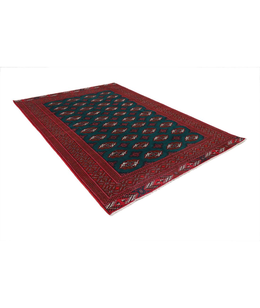 Hand Knotted Tribal Bokhara Wool Rug - 6'2'' x 9'7'' 6'2'' x 9'7'' (185 X 288) / Green / Red