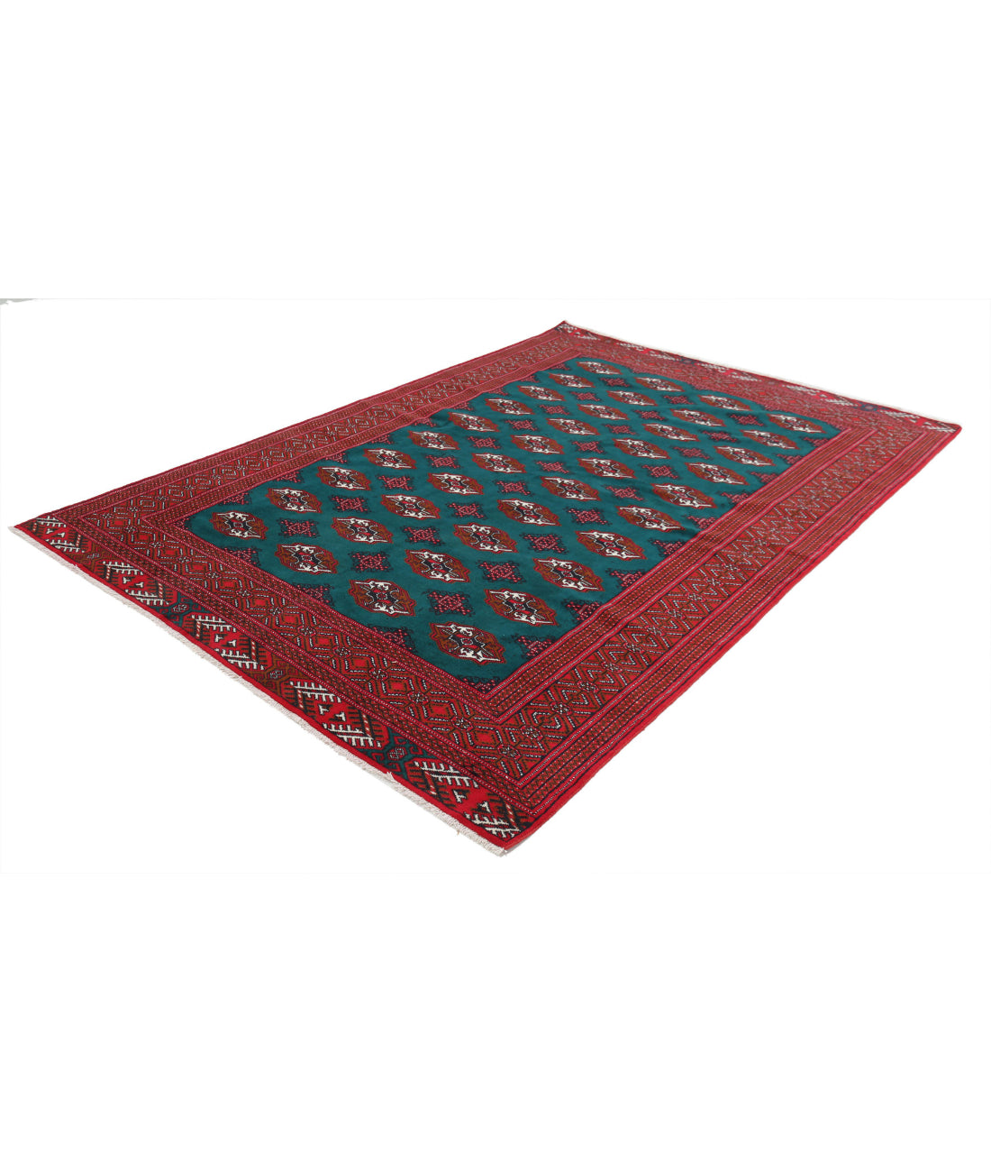 Hand Knotted Tribal Bokhara Wool Rug - 6'2'' x 9'7'' 6'2'' x 9'7'' (185 X 288) / Green / Red