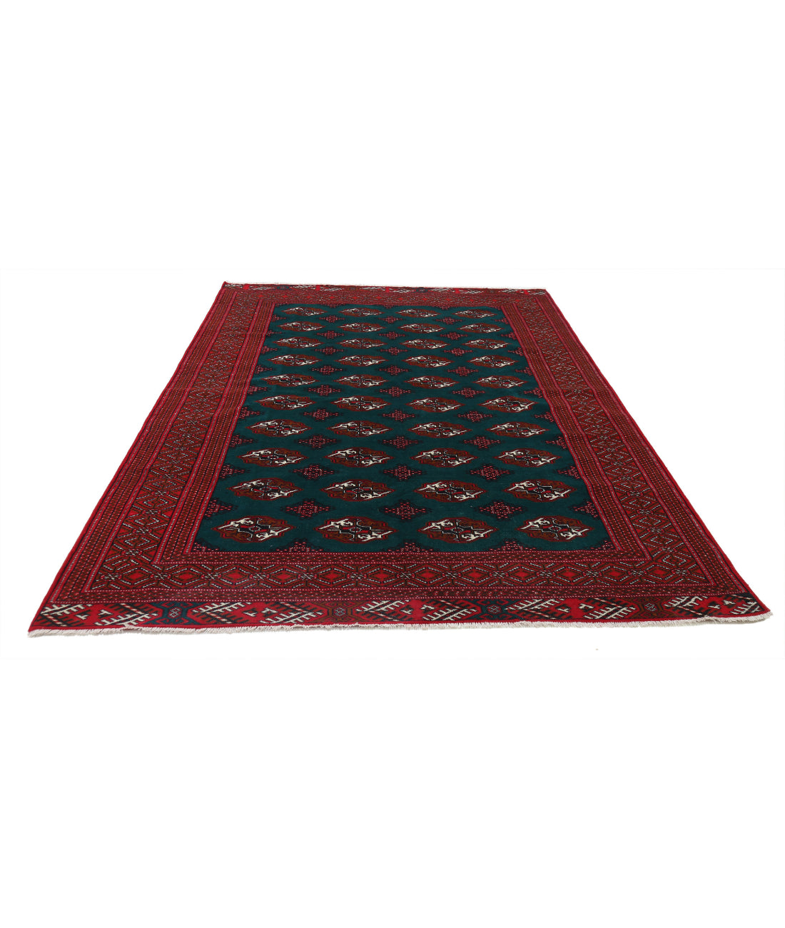 Hand Knotted Tribal Bokhara Wool Rug - 6'2'' x 9'7'' 6'2'' x 9'7'' (185 X 288) / Green / Red