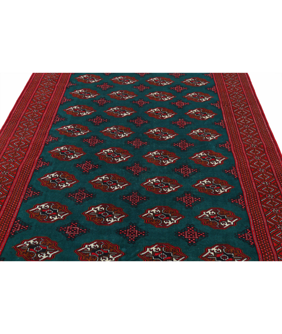 Hand Knotted Tribal Bokhara Wool Rug - 6'2'' x 9'7'' 6'2'' x 9'7'' (185 X 288) / Green / Red