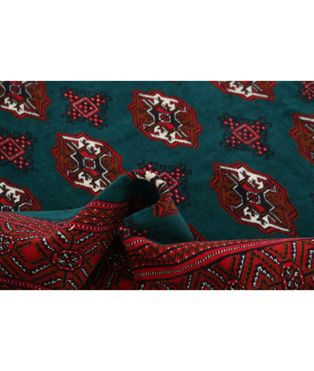 Hand Knotted Tribal Bokhara Wool Rug - 6'2'' x 9'7'' 6'2'' x 9'7'' (185 X 288) / Green / Red