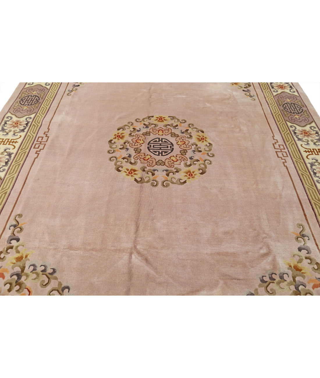 Hand Knotted Traditional Chinese Wool Rug - 8'10'' x 12'1'' 8'10'' x 12'1'' (118 X 358) / Lilac / Ivory