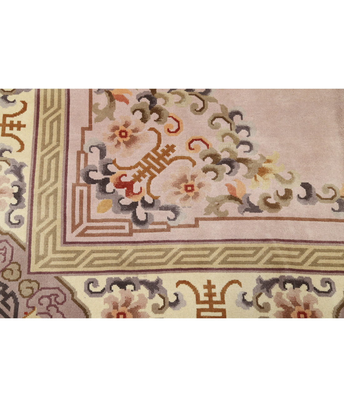 Hand Knotted Traditional Chinese Wool Rug - 8'10'' x 12'1'' 8'10'' x 12'1'' (118 X 358) / Lilac / Ivory