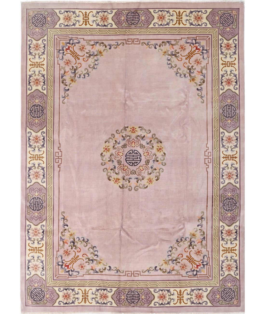 Hand Knotted Traditional Chinese Wool Rug - 8&#39;10&#39;&#39; x 12&#39;1&#39;&#39;