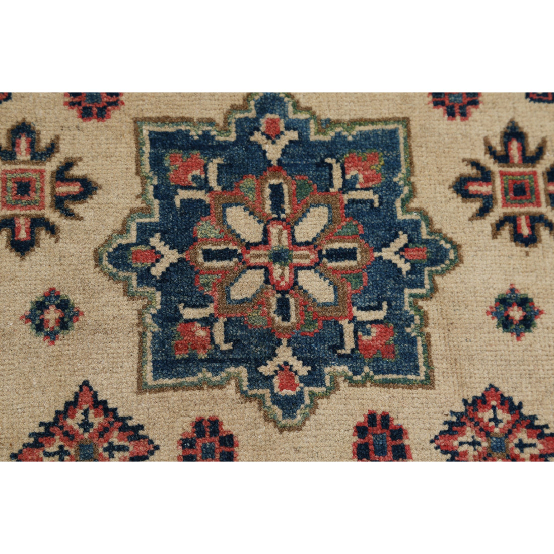 Alfombra tribal de lana kazaja anudada a mano - 6'7'' x 9'5''