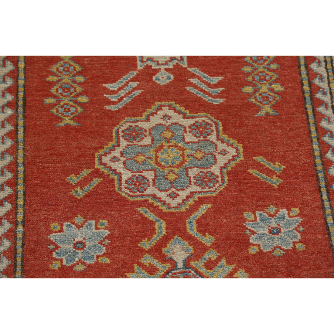 Alfombra tribal de lana kazaja anudada a mano - 2'9'' x 8'5''