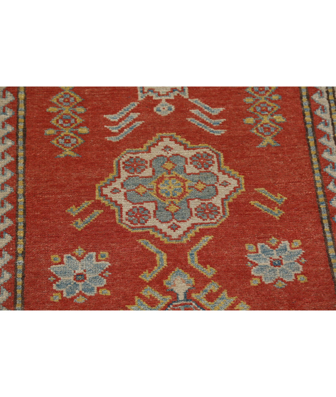 Alfombra tribal de lana kazaja anudada a mano - 2'9'' x 8'5''