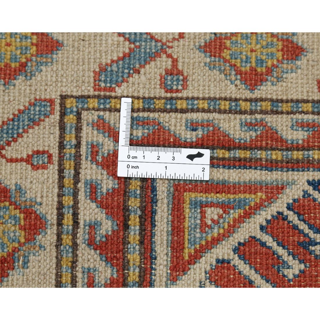 Alfombra tribal de lana kazaja anudada a mano - 2'9'' x 8'5''