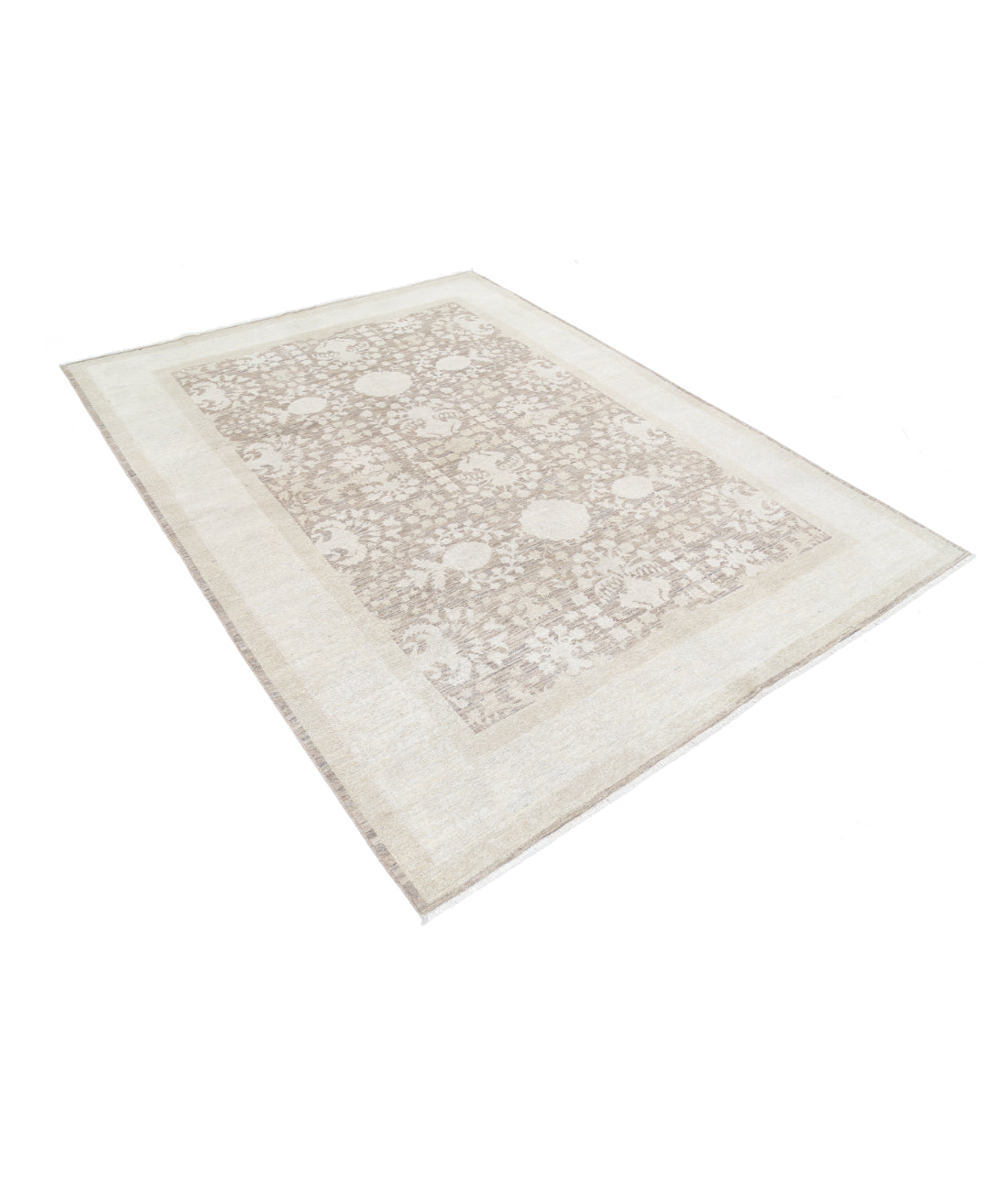 Hand Knotted Fine Serenity Wool Rug - 6'0'' x 8'3'' 6' 0" X 8' 3" (183 X 251) / Brown / Ivory