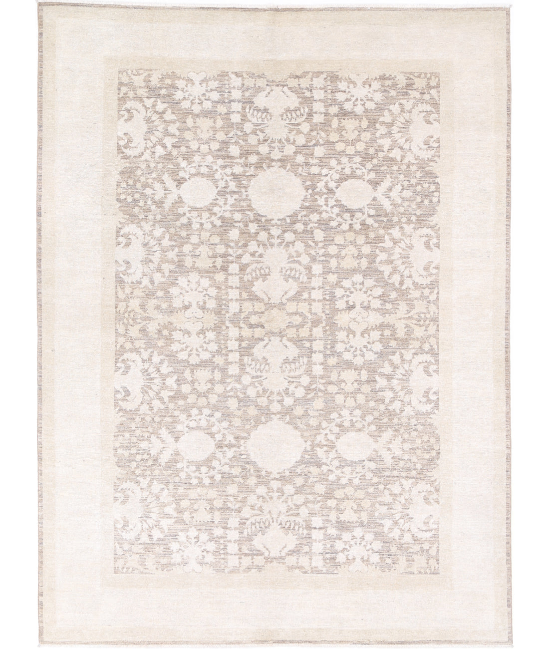 Hand Knotted Fine Serenity Wool Rug - 6&#39;0&#39;&#39; x 8&#39;3&#39;&#39; 6&#39; 0&quot; X 8&#39; 3&quot; (183 X 251) / Brown / Ivory