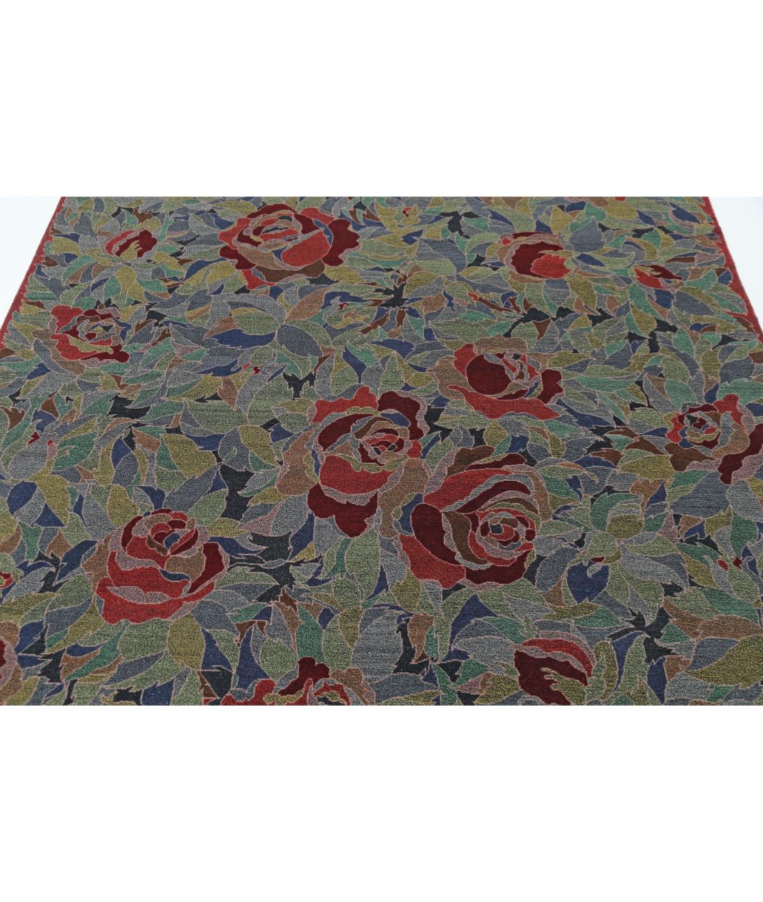 Hand Knotted Floral Wool Rug - 6'0'' x 9'0'' 6' 0" X 9' 0" (183 X 274) / Blue / Green