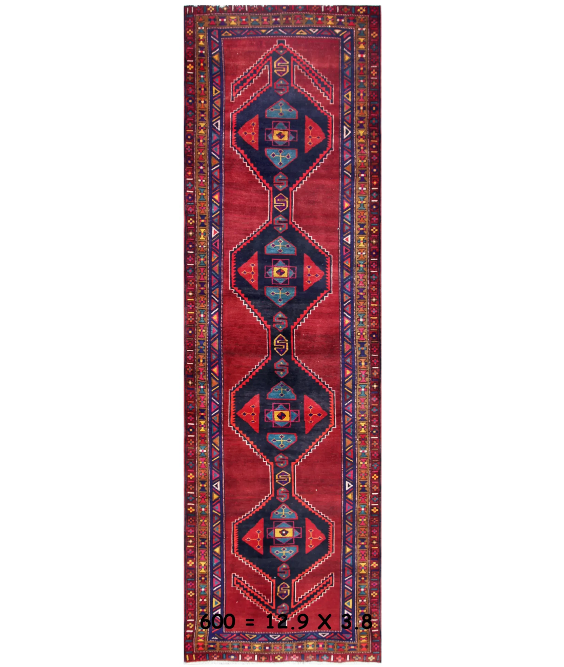 Hand Knotted Hamadan Wool Rug  - 3&#39; 9&quot; X 12&#39; 9&quot;