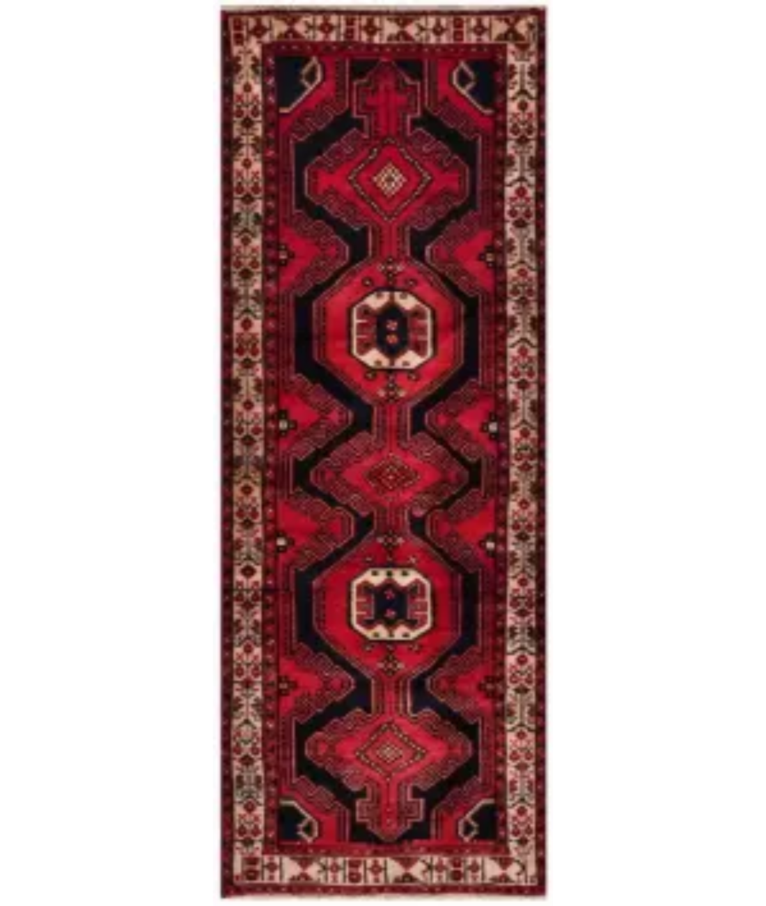 Hand Knotted Hamadan Wool Rug  - 3' 3" X 9' 1"