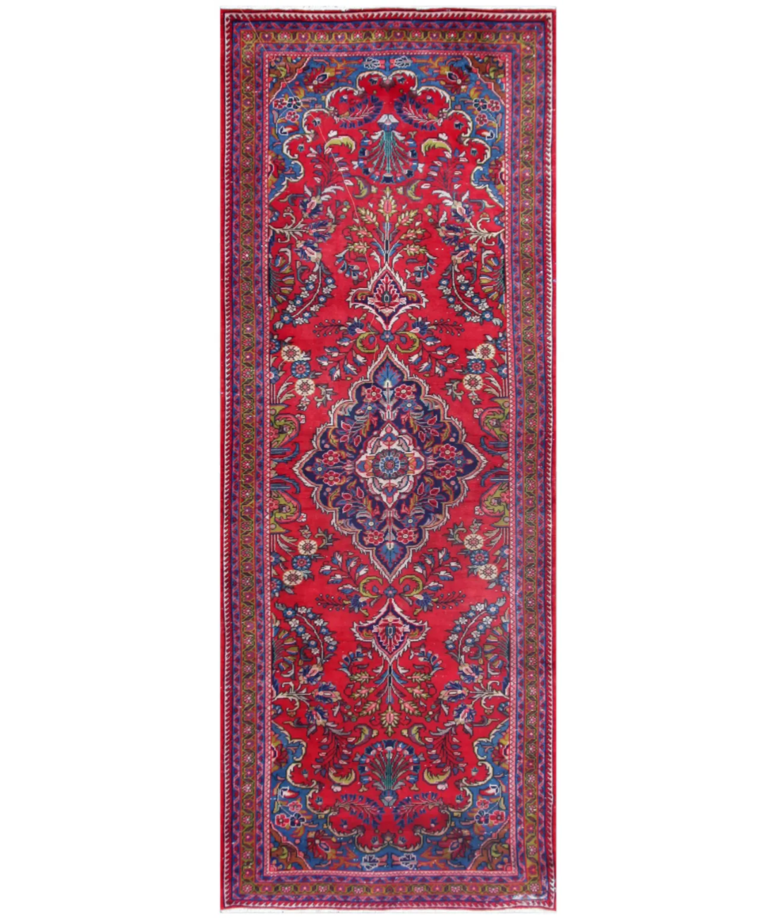 Hand Knotted Hamadan Wool Rug  - 3' 8" X 10' 0"