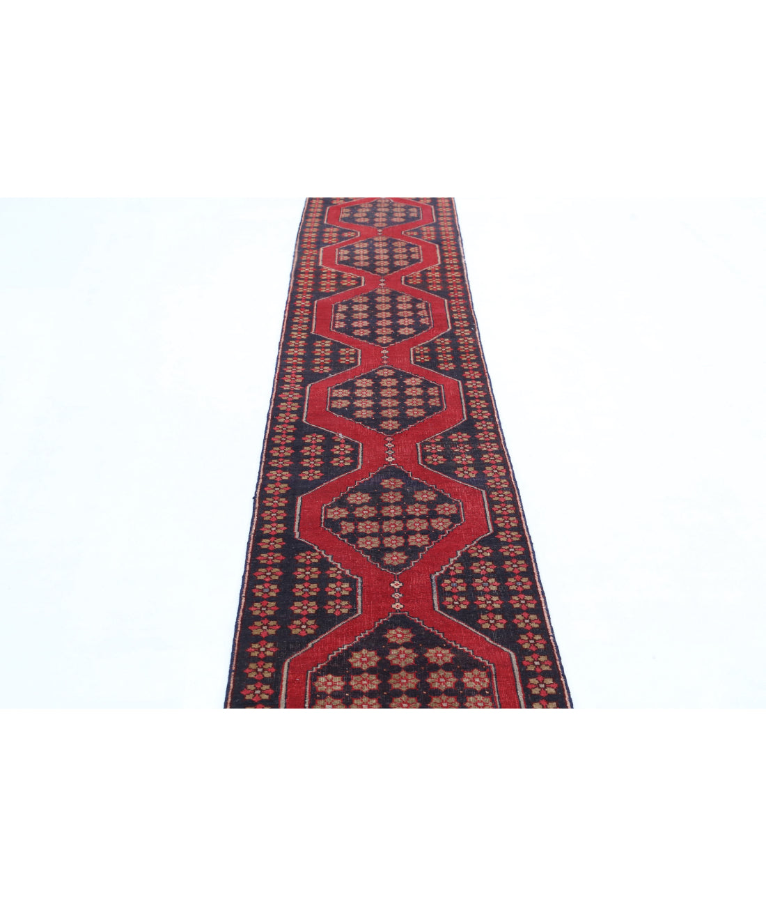 Hand Knotted Persian Hamadan Wool Rug - 2'0'' x 11'6'' 2'0'' x 11'6'' (60 X 345) / Black / Red