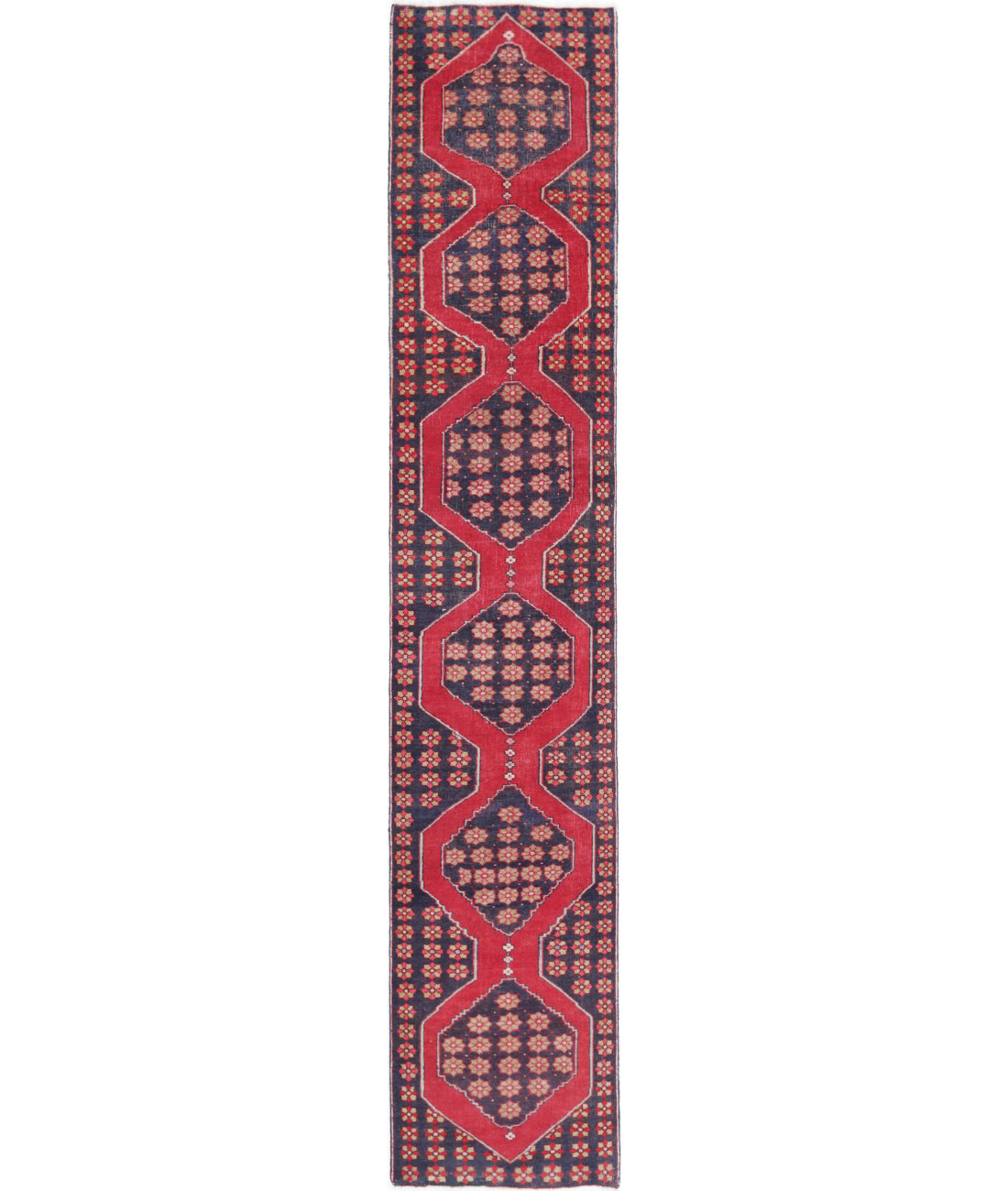 Hand Knotted Oriental Hamadan Wool Rug - 2'0'' x 11'6''