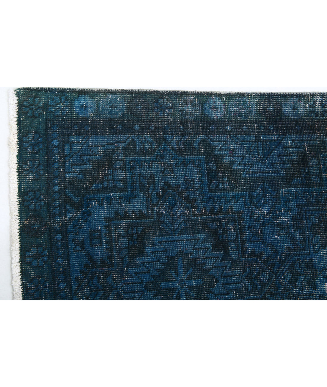 Hand Knotted Transitional Overdye Hamadan Wool Rug - 2'6'' x 12'2'' 2'6'' x 12'2'' (75 X 365) / Blue / Charcoal