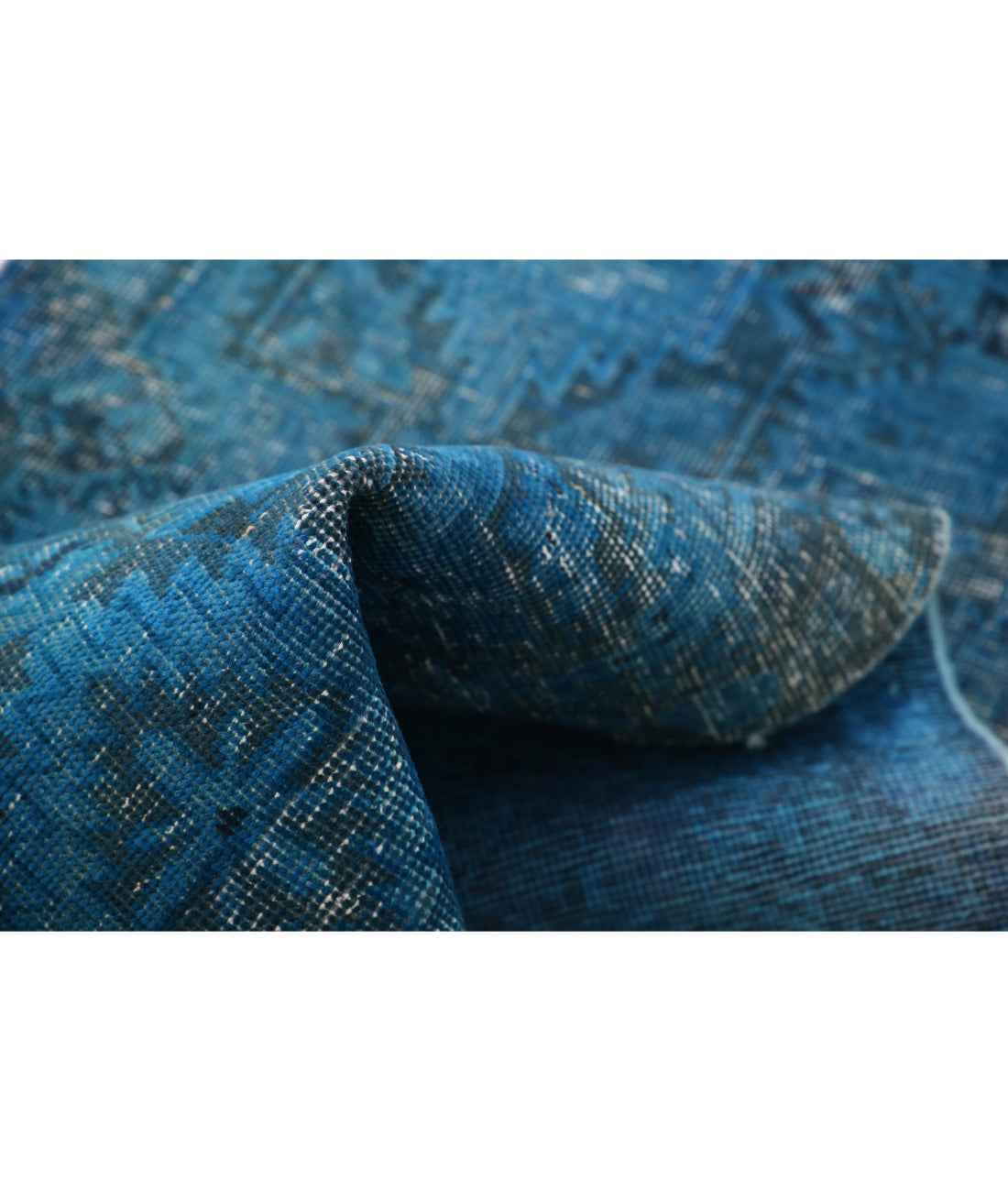 Hand Knotted Transitional Overdye Hamadan Wool Rug - 2'6'' x 12'2'' 2'6'' x 12'2'' (75 X 365) / Blue / Charcoal