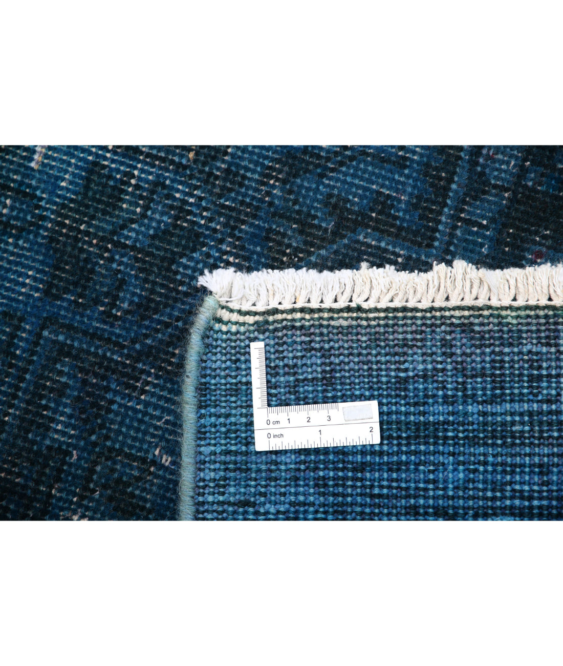 Hand Knotted Transitional Overdye Hamadan Wool Rug - 2'6'' x 12'2'' 2'6'' x 12'2'' (75 X 365) / Blue / Charcoal