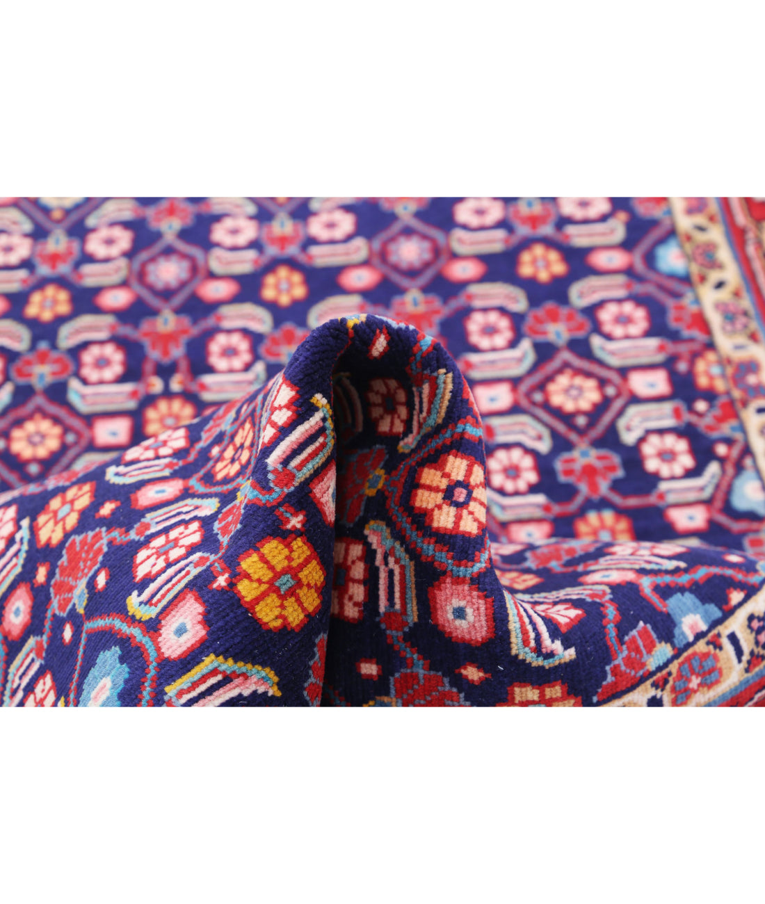 Hand Knotted Persian Hamadan Wool Rug - 3'4'' x 9'9'' 3'4'' x 9'9'' (100 X 293) / Blue / Red