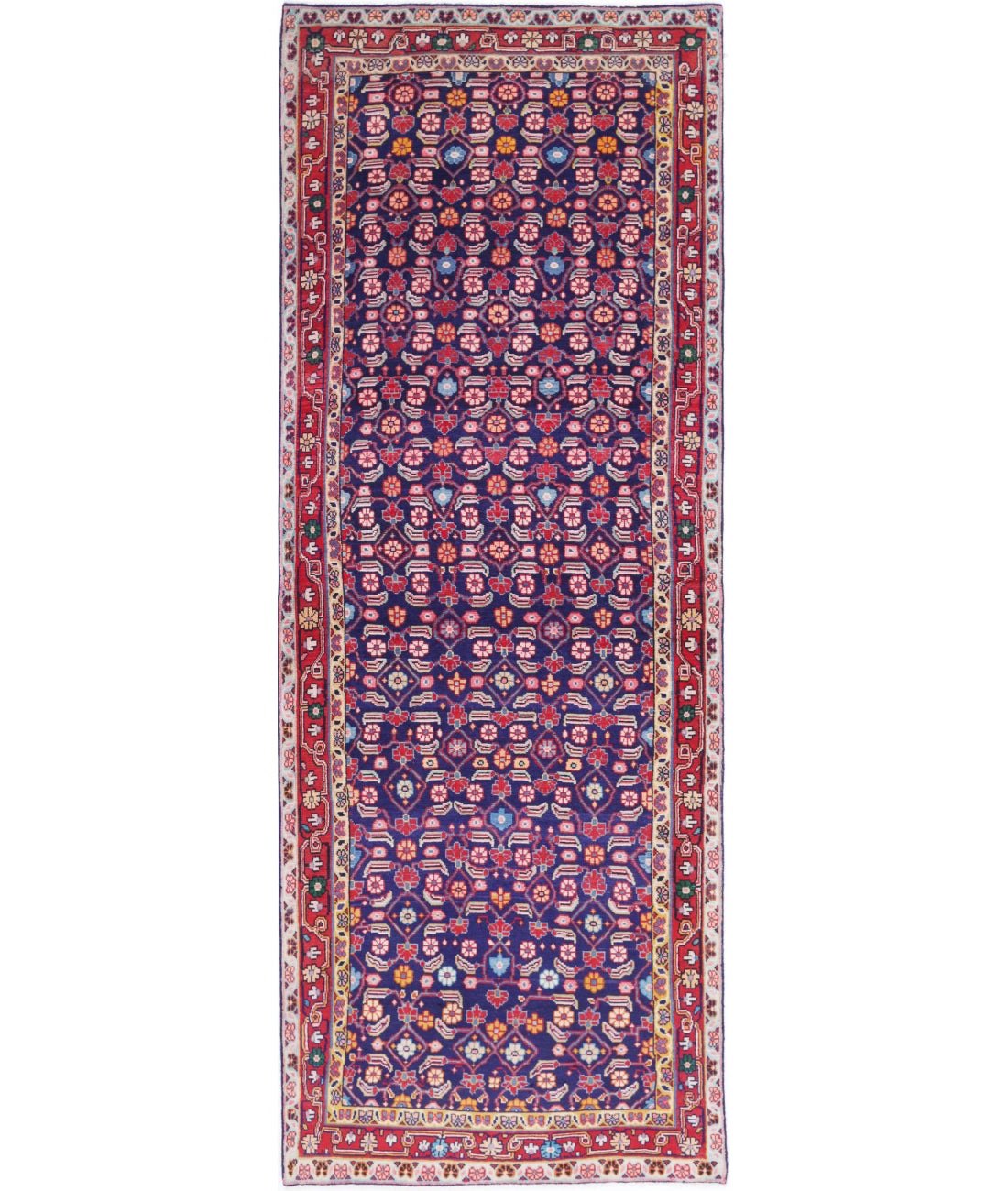 Hand Knotted Persian Hamadan Wool Rug - 3&#39;4&#39;&#39; x 9&#39;9&#39;&#39; 3&#39;4&#39;&#39; x 9&#39;9&#39;&#39; (100 X 293) / Blue / Red