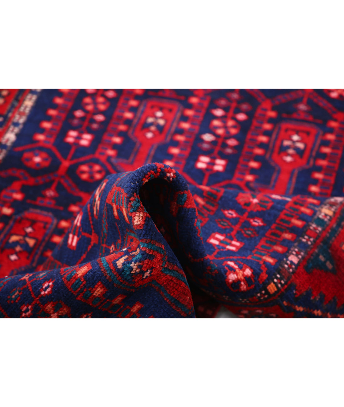 Hand Knotted Persian Hamadan Wool Rug - 3'4'' x 10'0'' 3'4'' x 10'0'' (100 X 300) / Blue / Red