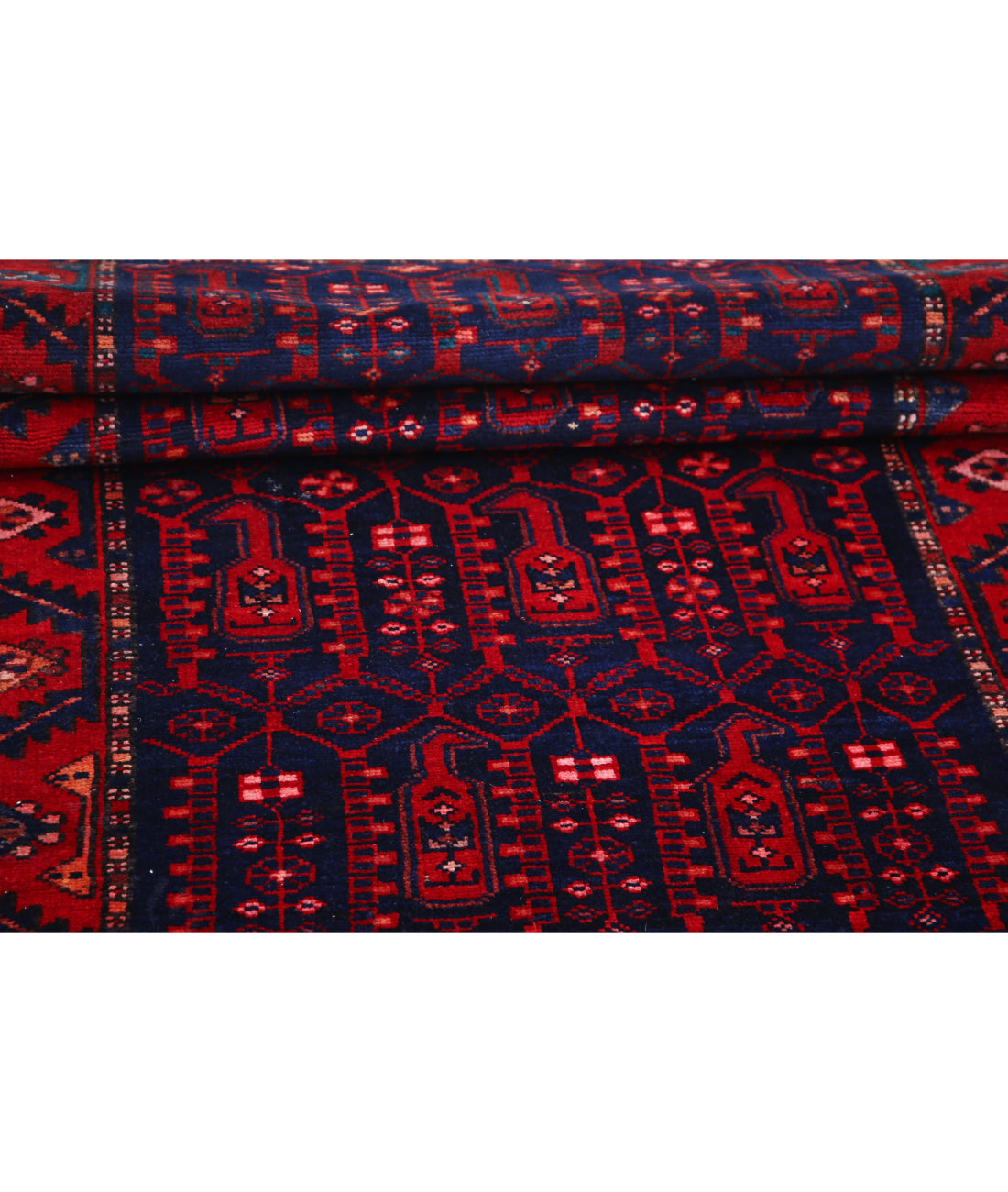 Hand Knotted Persian Hamadan Wool Rug - 3'4'' x 10'0'' 3'4'' x 10'0'' (100 X 300) / Blue / Red