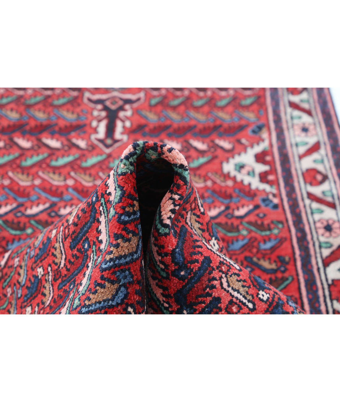 Hand Knotted Persian Hamadan Wool Rug - 3'5'' x 13'4'' 3'5'' x 13'4'' (103 X 400) / Pink / Grey