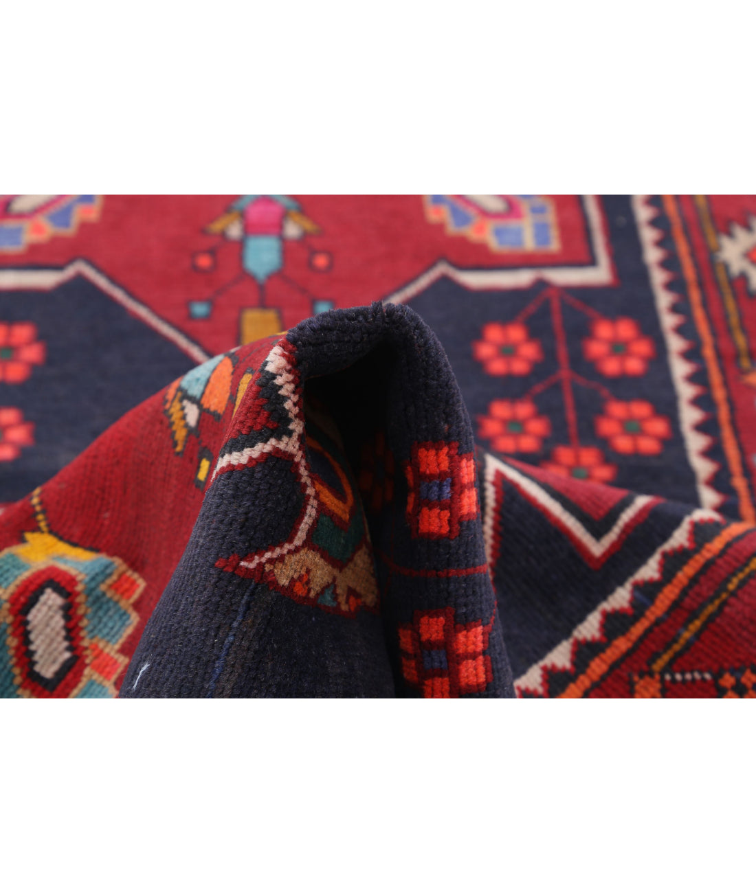 Hand Knotted Persian Hamadan Wool Rug - 3'3'' x 13'1'' 3'3'' x 13'1'' (98 X 393) / Black / Red