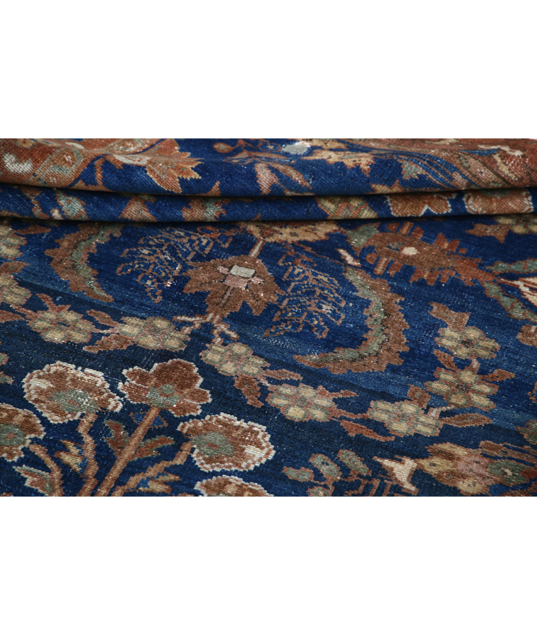 Hand Knotted Vintage Persian Hamadan Wool Rug - 4'6'' x 10'1'' 4'6'' x 10'1'' (135 X 303) / Blue / Brown