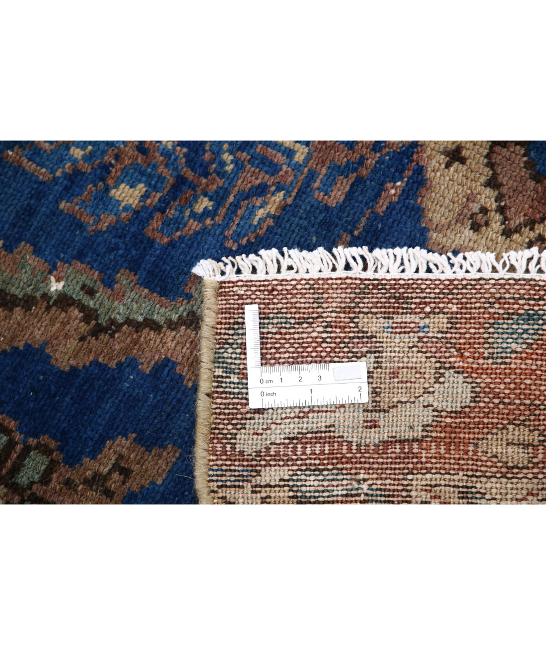 Hand Knotted Vintage Persian Hamadan Wool Rug - 4'6'' x 10'1'' 4'6'' x 10'1'' (135 X 303) / Blue / Brown